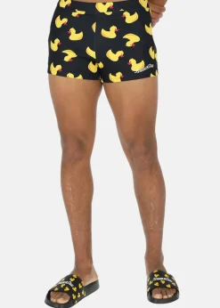 Outlet Blount & Pool Tropical Swim Trunk Black Yellow Duck