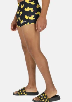 Outlet Blount & Pool Tropical Swim Trunk Black Yellow Duck