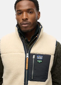 Superdry VINTAGE RETRO FLEECE GILET Oatmeal Beige