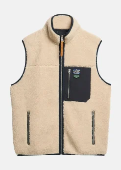 Superdry VINTAGE RETRO FLEECE GILET Oatmeal Beige