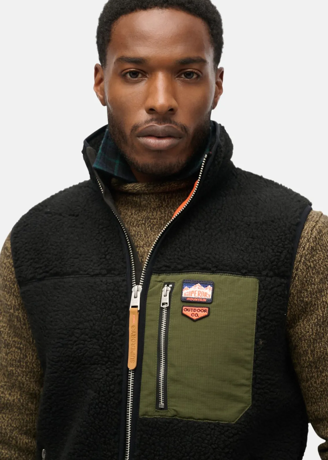 New Superdry VINTAGE RETRO FLEECE GILET Black