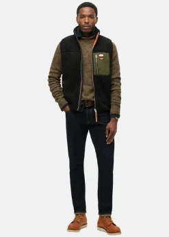 New Superdry VINTAGE RETRO FLEECE GILET Black