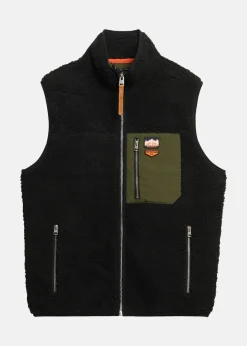 New Superdry VINTAGE RETRO FLEECE GILET Black