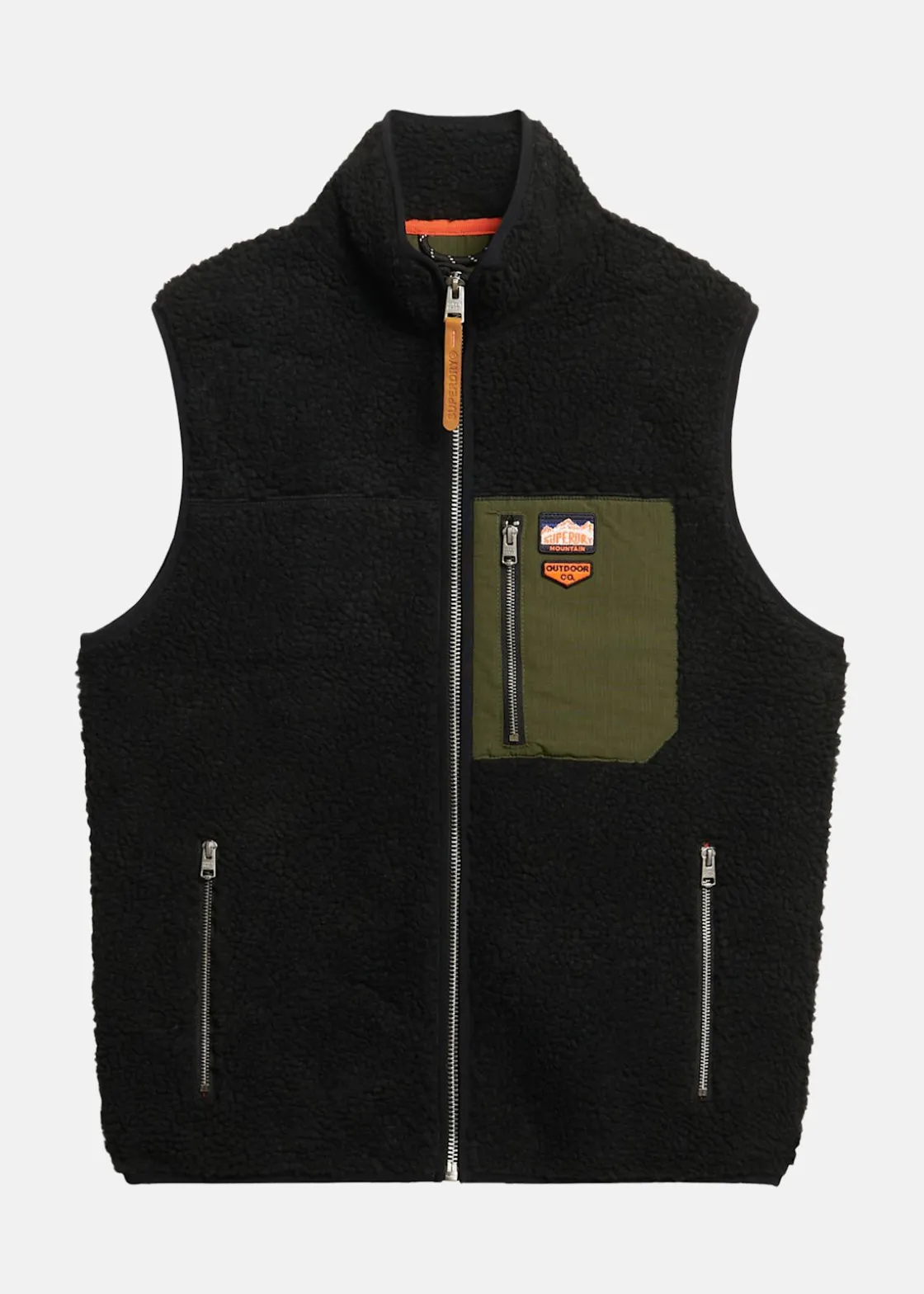 New Superdry VINTAGE RETRO FLEECE GILET Black