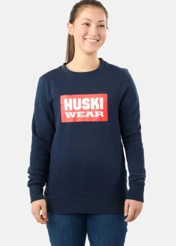 Huski Wear W Logo Crew Navy Blue